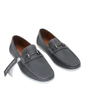 Aston Marc Mens Walk-03 Grey Perforated Bit Loafers Size 12M